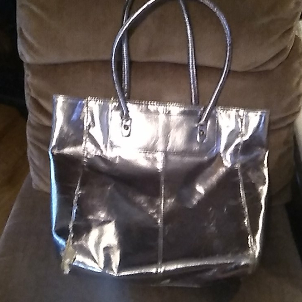 Large silver shoulder bag